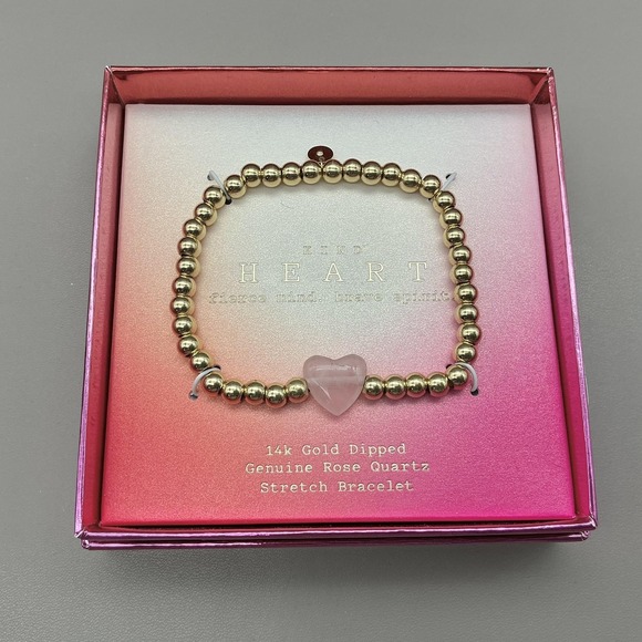 a new day Jewelry - A New Day Bracelet 14k Gold Dipped Rose Quartz Heart Stretch Womens‎ Jewelry